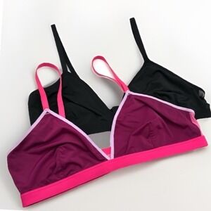 Parade Bralette Women L Black Purple Pink 2 Pack Triangle Mesh Wireless unlined